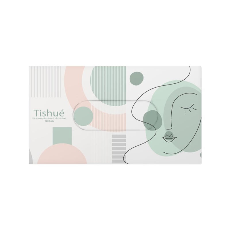 Tishué Art of Paper 2 Ply Facial Tissue Box - 100 Pulls (8 Packs) - Soft, Skin Friendly & Highly Absorbent - Image 2